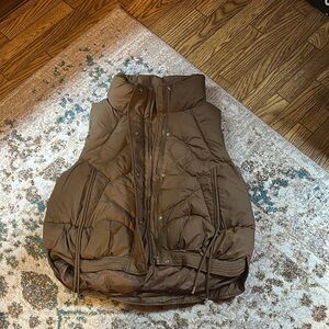 SHEIN Brown Puffer Vest with High Collar